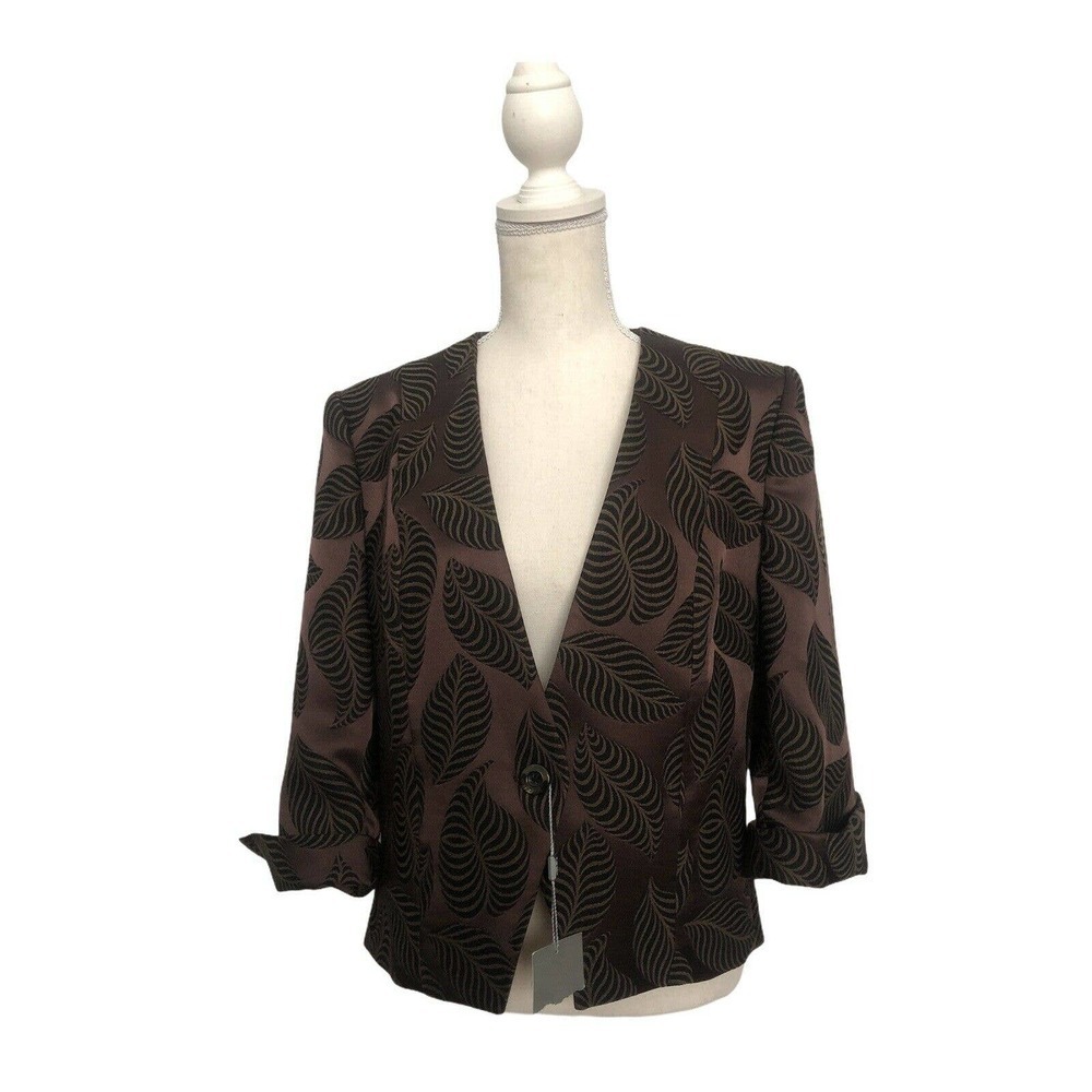 Kalfe Madrid‎ Women Suit Large 3/4 Sleeve Brown One Botton Front New Without Tag